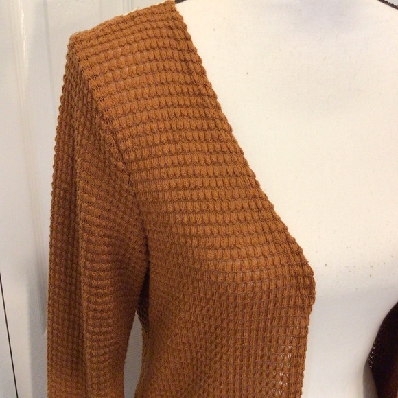 B Famous #USA Womens Long Brown Boho Crocheted Cardigan Sweater Choose Size - Picture 4 of 8